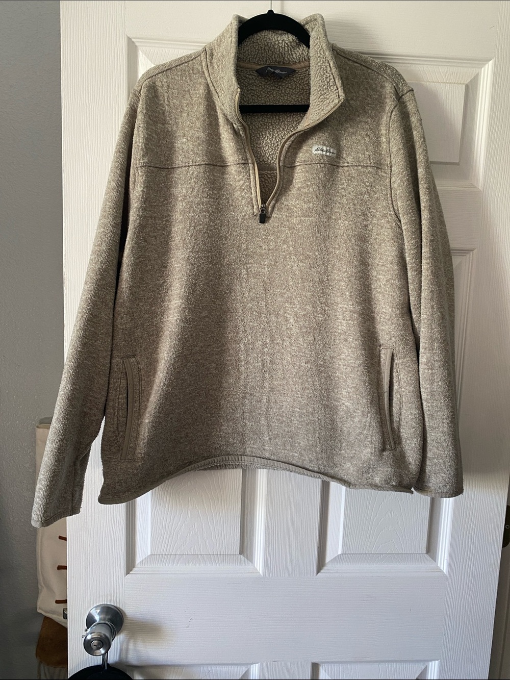 Eddie Bauer Men's Zip-Up Sherpa Pullover - Beige